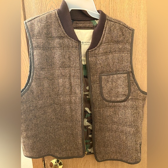Ralph Lauren denim&supply vest 100% wool men’s size xl brown camo interior
